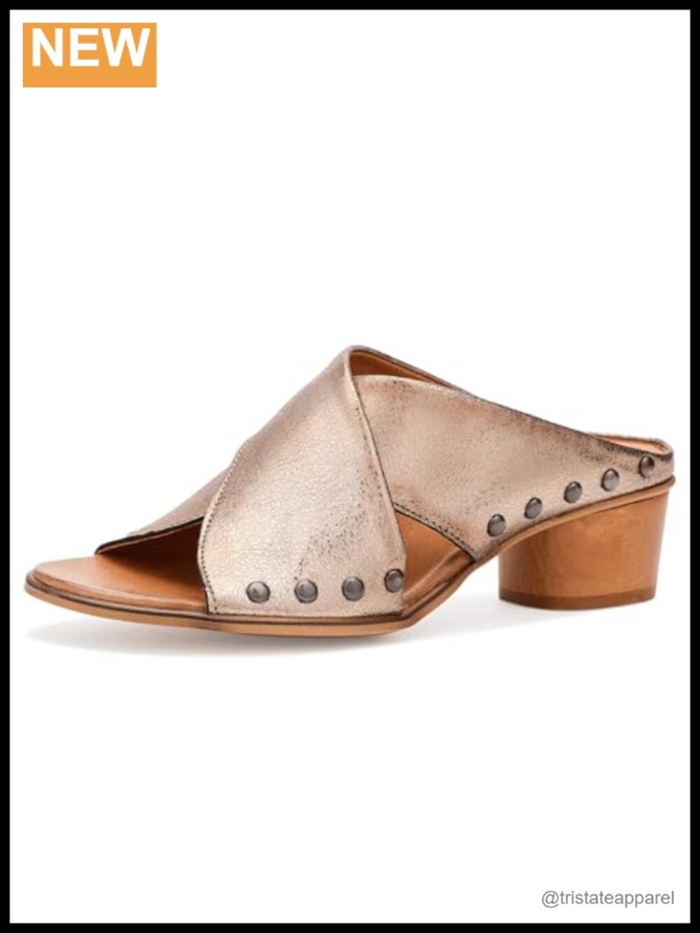 Eric Michael Hila Leather Slide Sandal Block Heel Open Toe